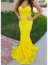 Memaid Lace Sweetheart Yellow Prom Dresses LBQ1987